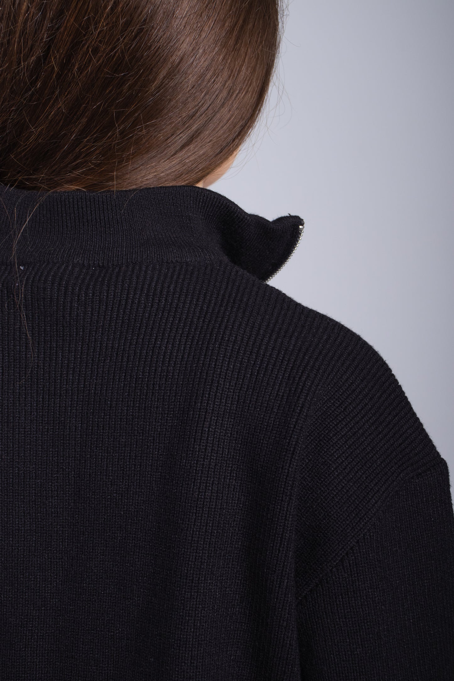 Black Knitted Quarter Zip Up